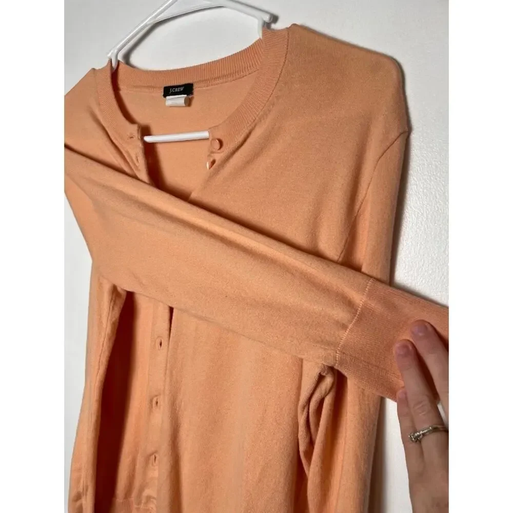 J Crew Cardigan Womens Size Medium Button Up Long Sleeve Sweater Peach Top